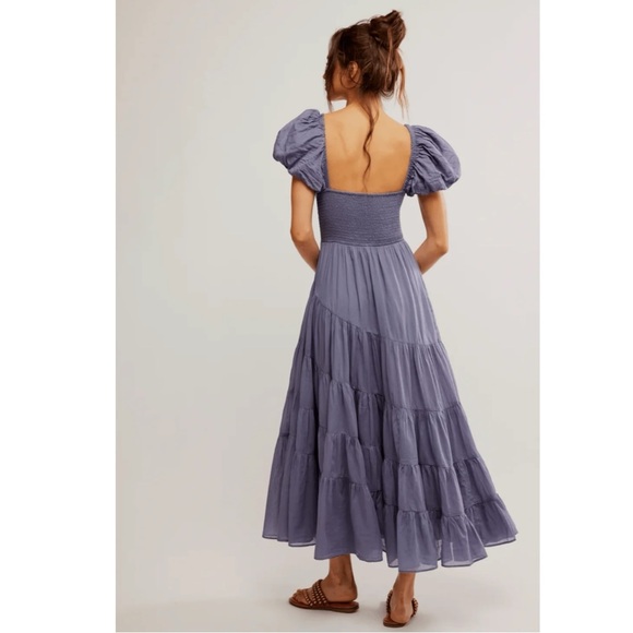 Free People Dainty Ethereal Sundrenched Short Sleeve Maxi Size Large Periwinkle - Picture 16 of 16